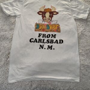 Bull Shirt From Carlsbad N.M. White Graphic Vintage Tee